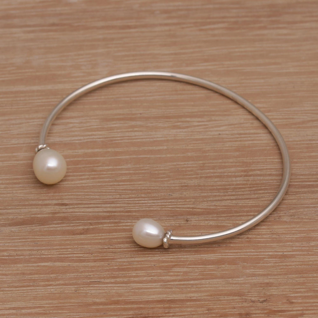 Cultured Freshwater Pearl Sterling Silver Cuff Bracelet - Moonlight Ends