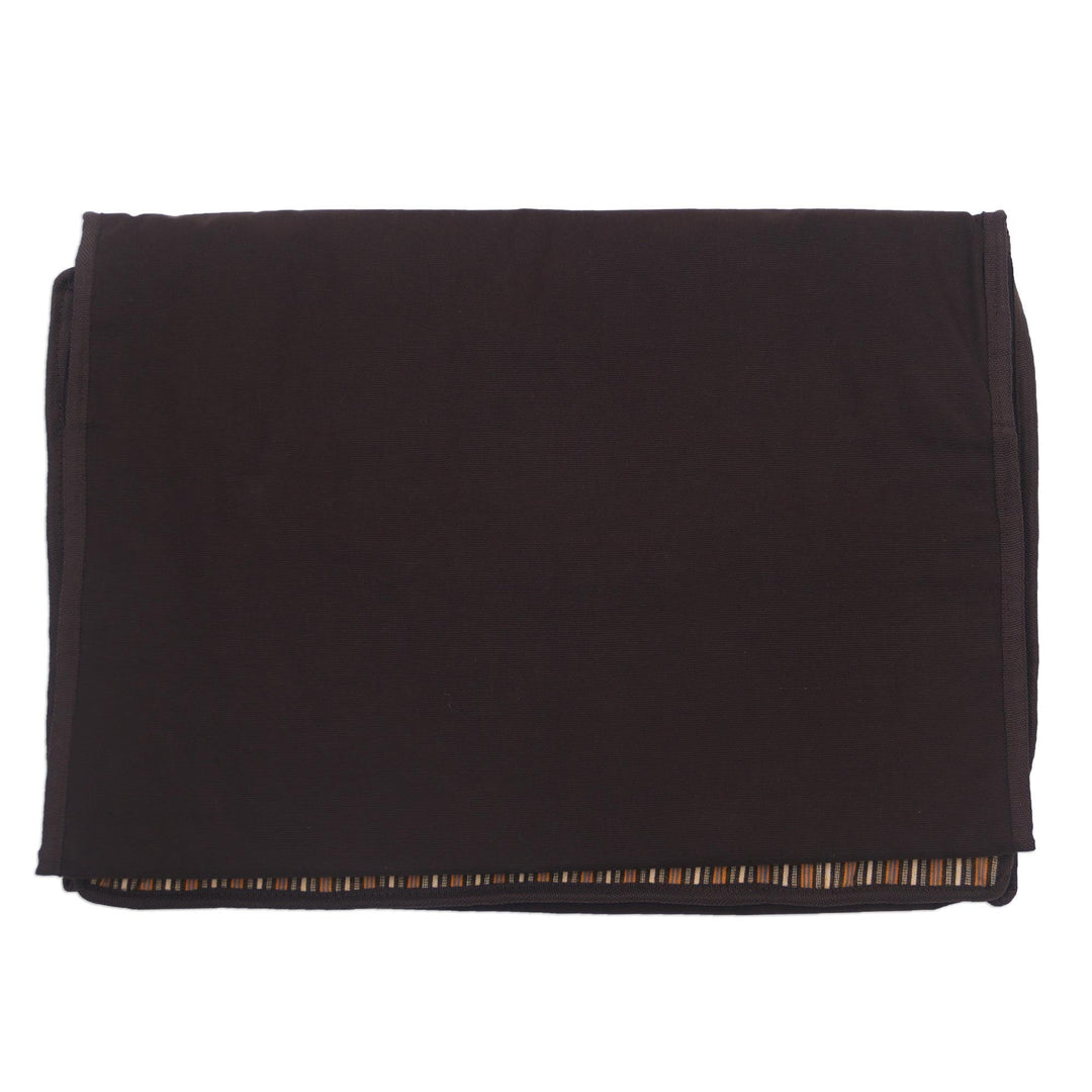 Handwoven Chocolate Striped Cotton Bedside Organizer Bag - Lurik Dreams Chocolate