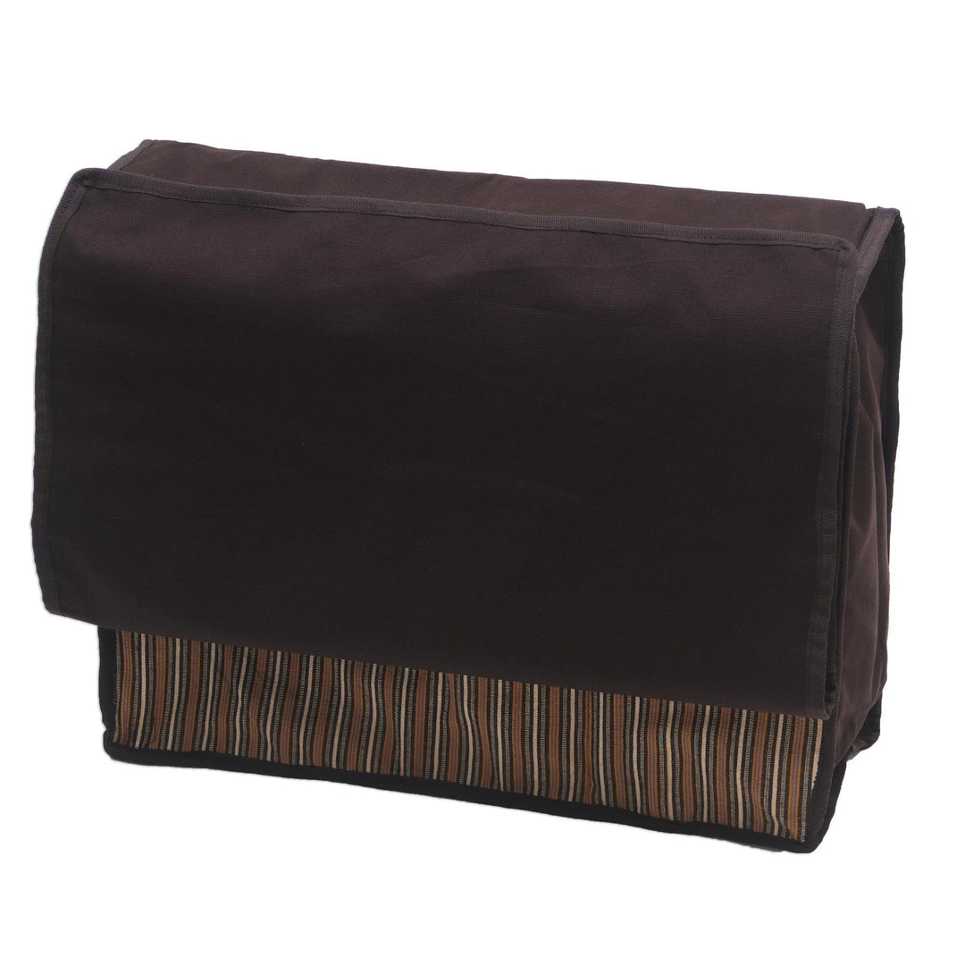 Handwoven Chocolate Striped Cotton Bedside Organizer Bag - Lurik Dreams Chocolate