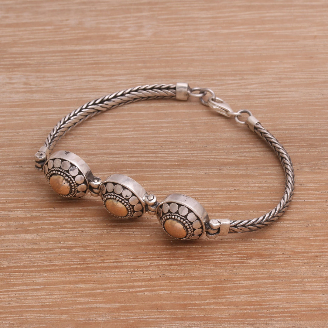 Gold Accented Sterling Silver Link Bracelet - Destiny of Three