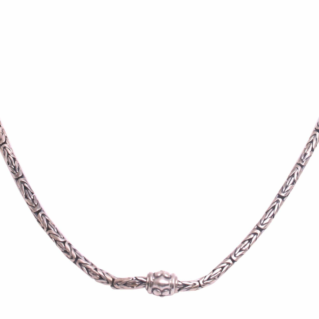 Floral Sterling Silver Station Necklace - Floral Borobudur