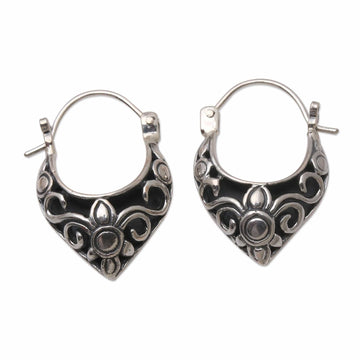 Handmade Sterling Silver Hoop Earrings - Fine Blossoms