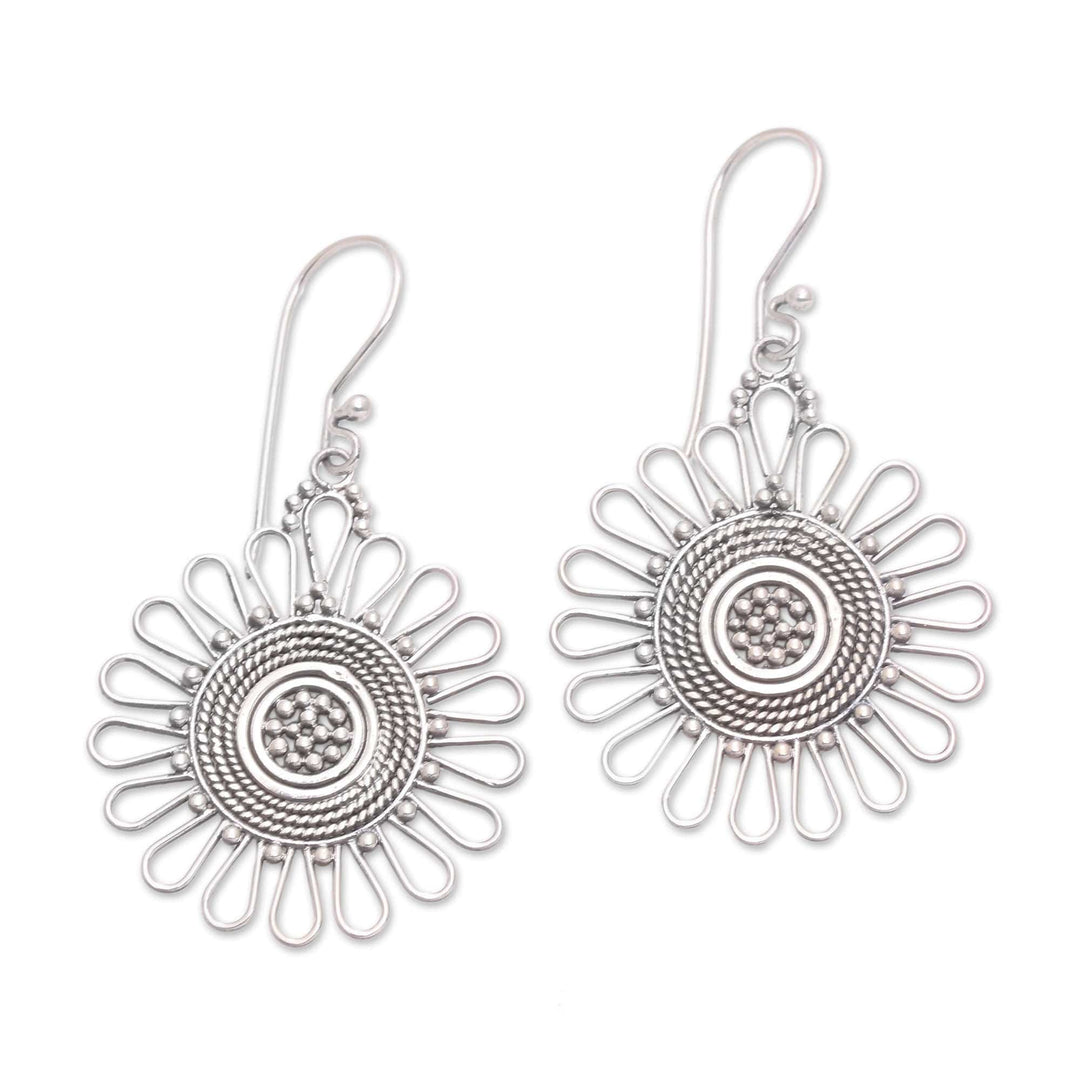 Handcrafted Sterling Silver Dangle Earrings - Bali Sun