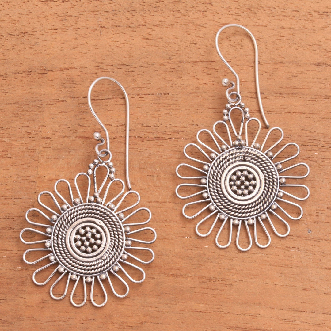 Handcrafted Sterling Silver Dangle Earrings - Bali Sun