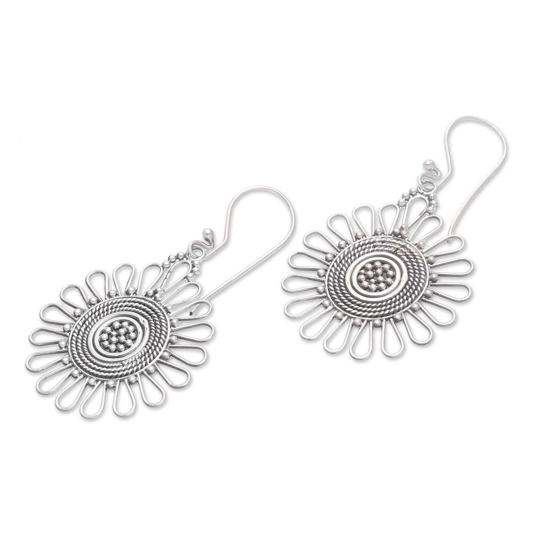 Handcrafted Sterling Silver Dangle Earrings - Bali Sun