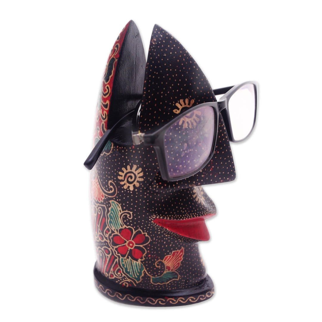 Hand-Painted Batik Wood Eyeglasses Holder - Batik Nose