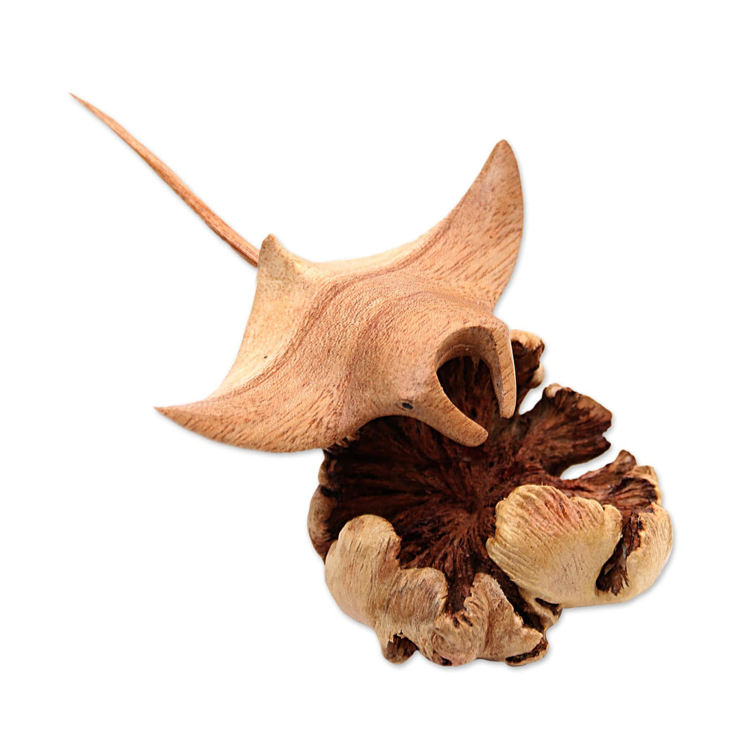 Jempinis and Benalu Wood Manta Ray Figurine - Calm Manta Ray
