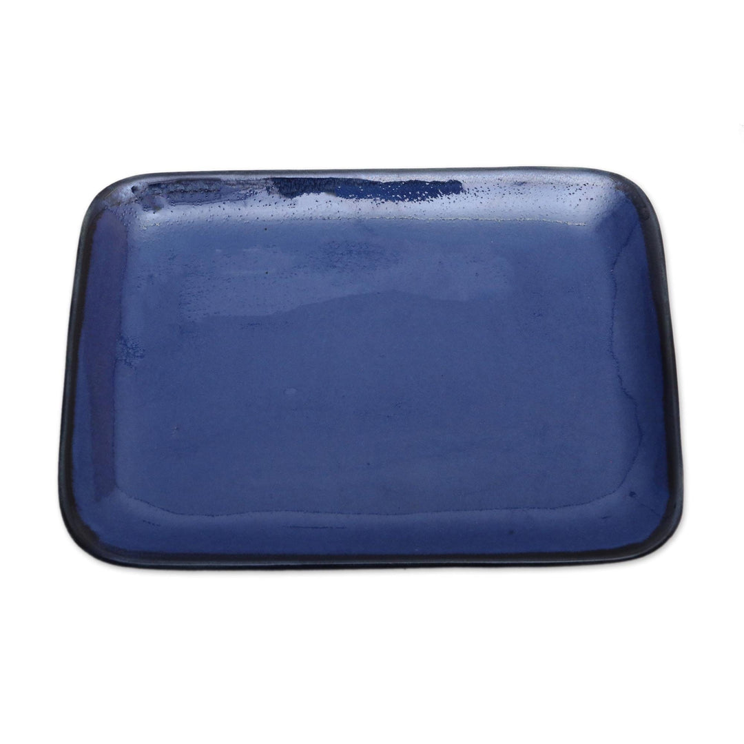 Blue Rectangular Ceramic Platter - Blue Field
