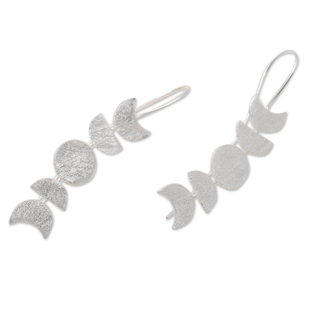 Moon-Inspired Sterling Silver Drop Earrings - Moon Time
