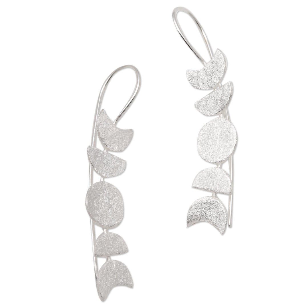 Moon-Inspired Sterling Silver Drop Earrings - Moon Time