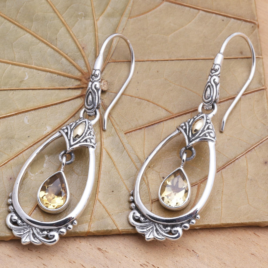 Citrine Dangle Earrings Accented with 18k Gold - Victoriana