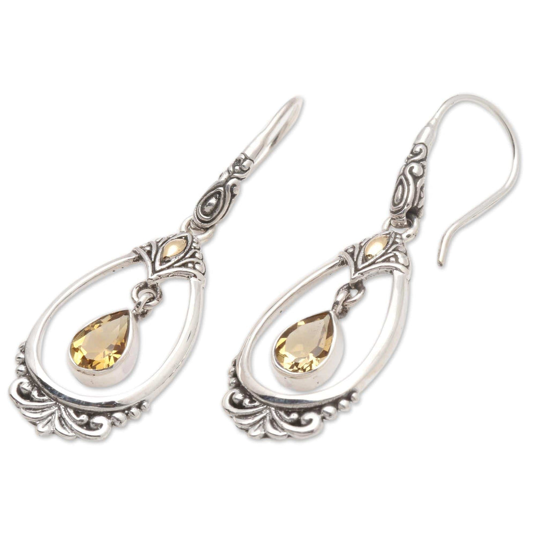 Citrine Dangle Earrings Accented with 18k Gold - Victoriana