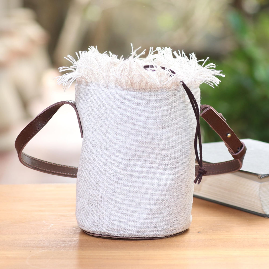 Elegant Cotton and Leather Wine Tote Bag - Vineyard Picnic