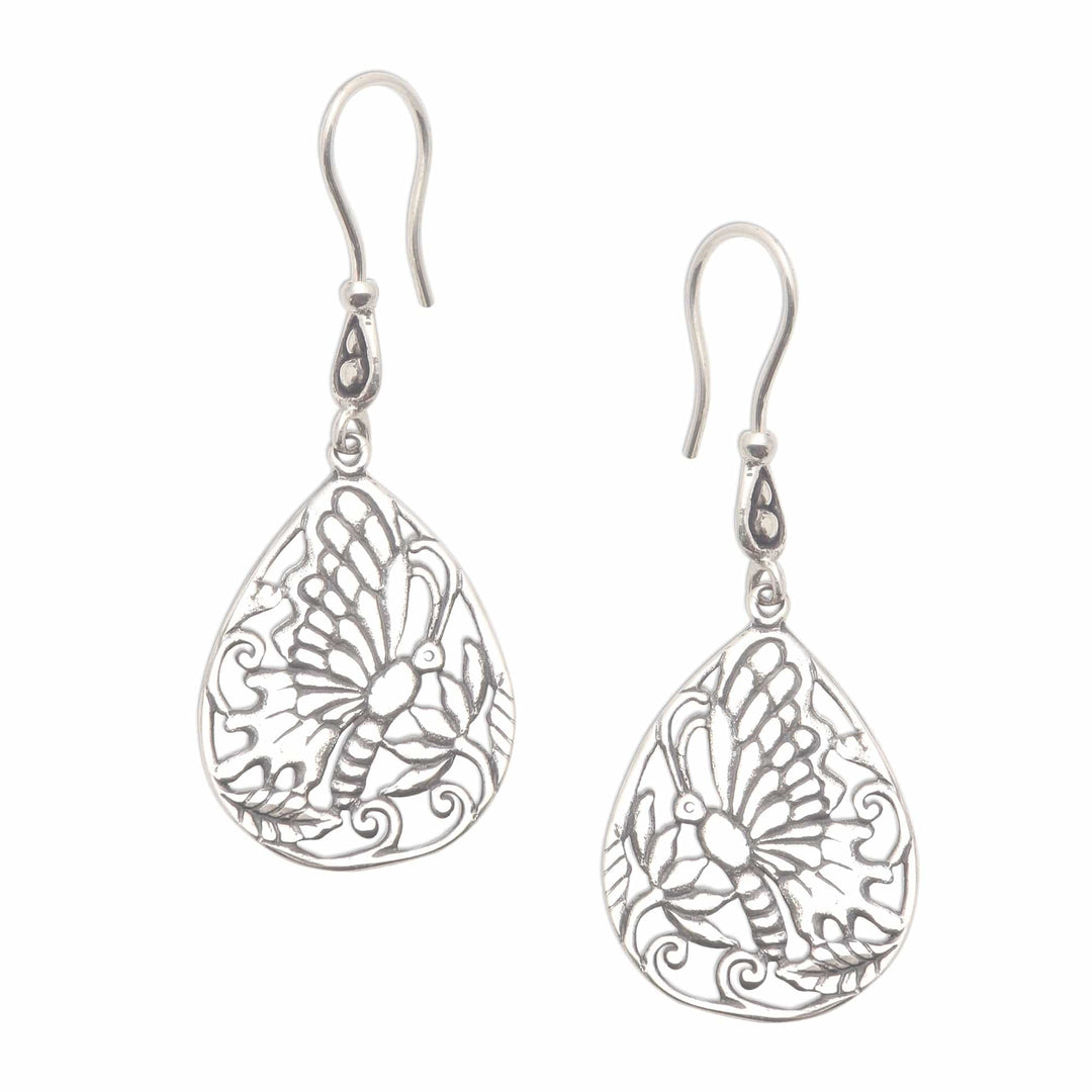 Handmade Silver Butterfly Dangle Earrings - Butterfly Breeze