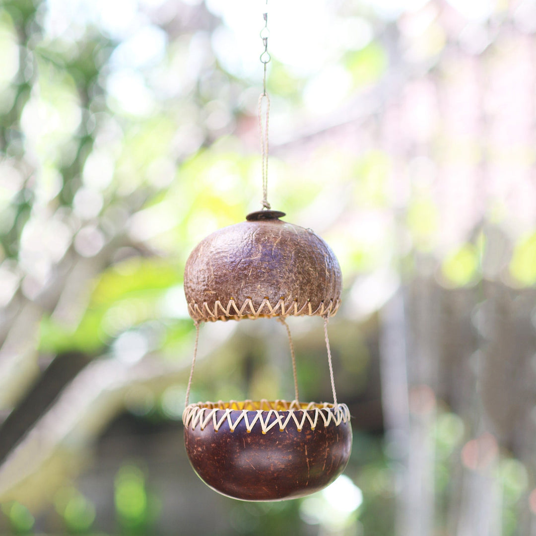 Handcrafted Coconut Shell Bird Feeder - Kintamani House