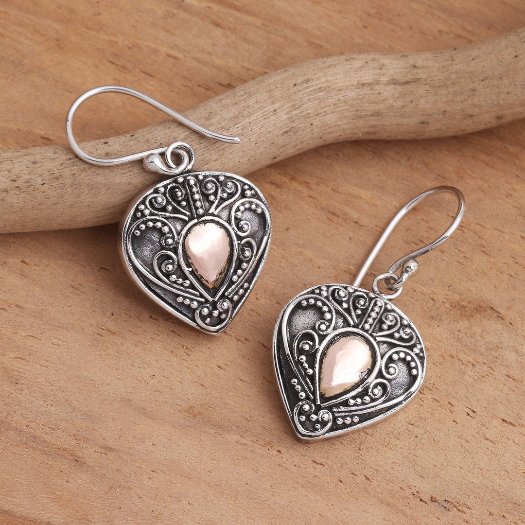 Oxidized Sterling Silver Earrings with Gold Plated Detail - Sukawati's Love