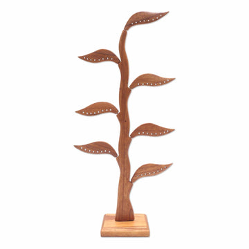 Jempinis Wood Leaf-Themed Jewelry Holder (21 Inch) - Daun Salam in Brown