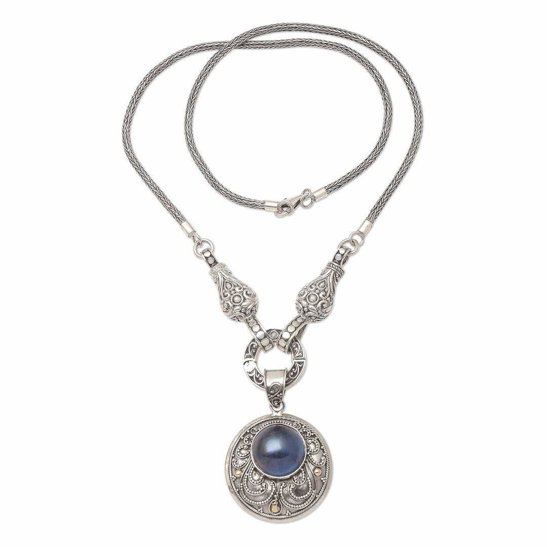 Cultured Mabe Pearl Pendant Necklace - Ocean Heart