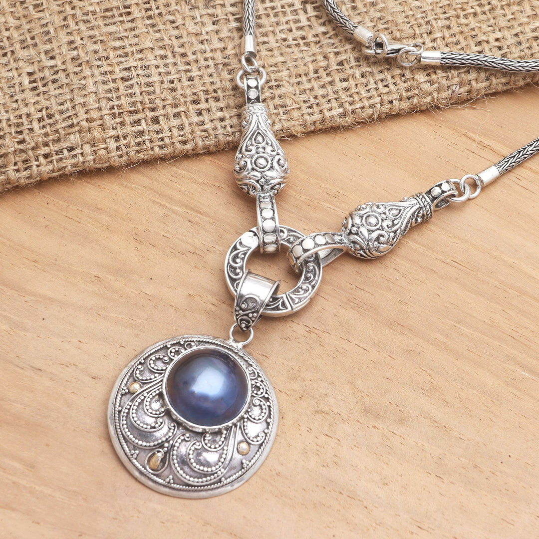 Cultured Mabe Pearl Pendant Necklace - Ocean Heart