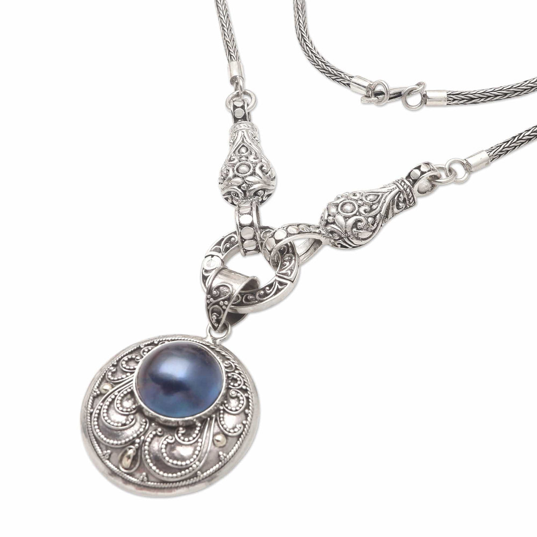 Cultured Mabe Pearl Pendant Necklace - Ocean Heart