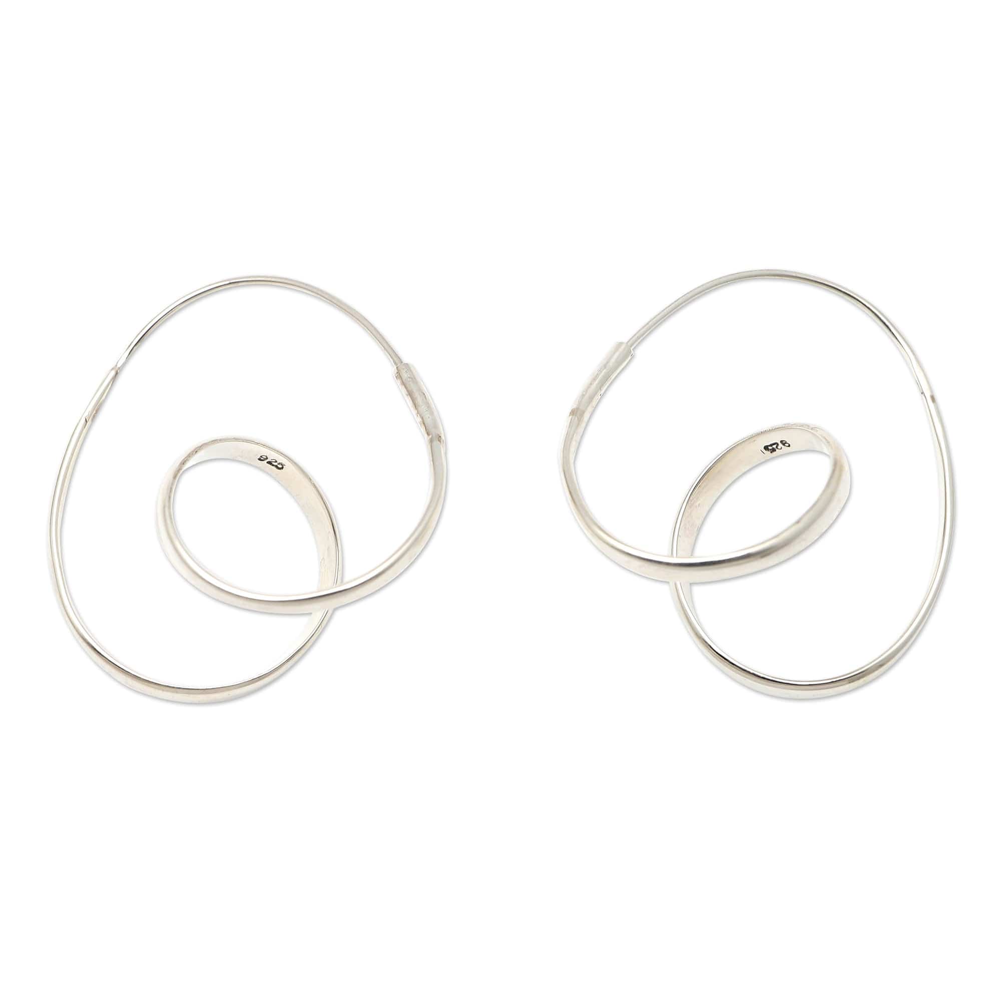 Sterling Silver Hoop Earrings Roller Coaster Ride