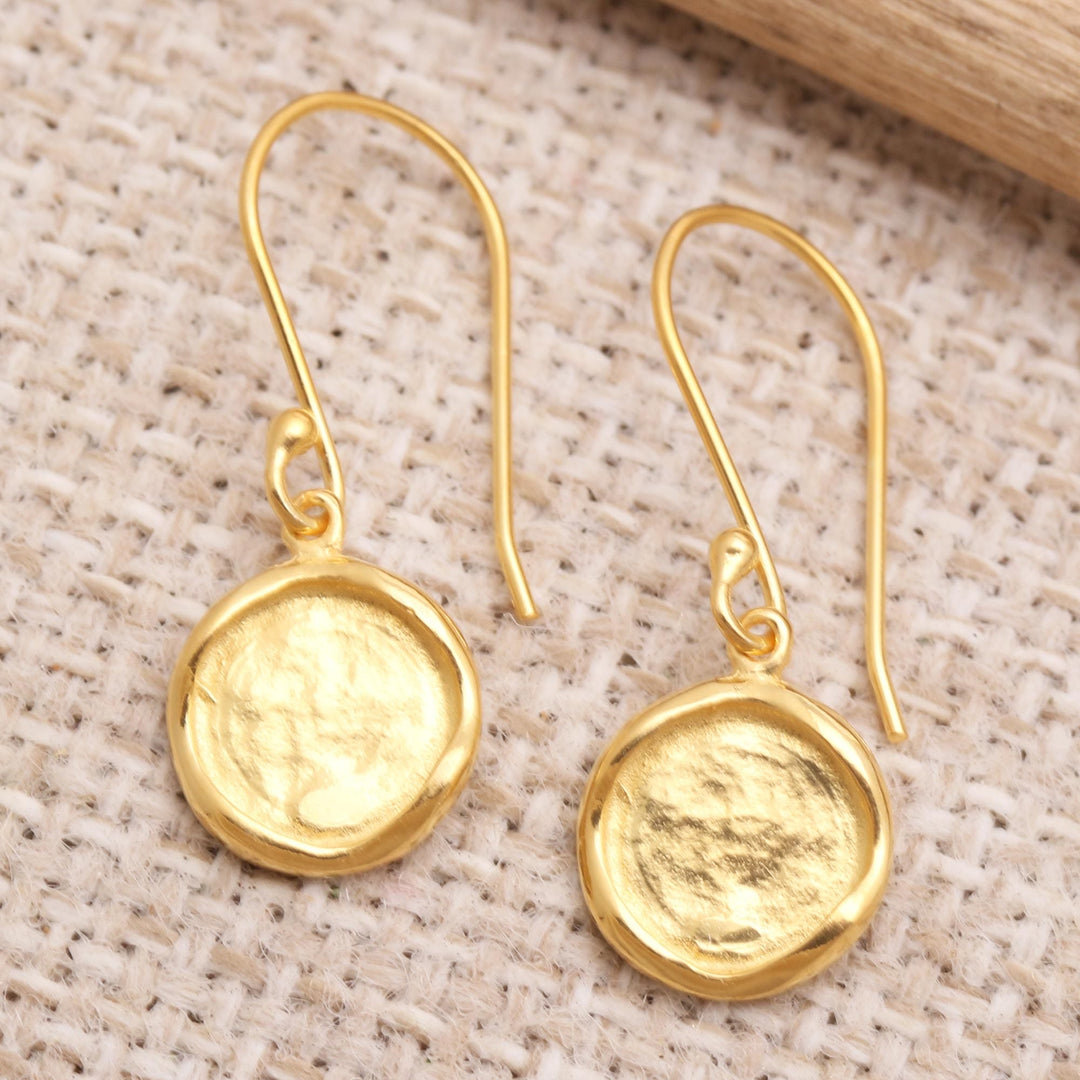 Gold-Plated Sterling Silver Dangle Earrings - Mirror of Life