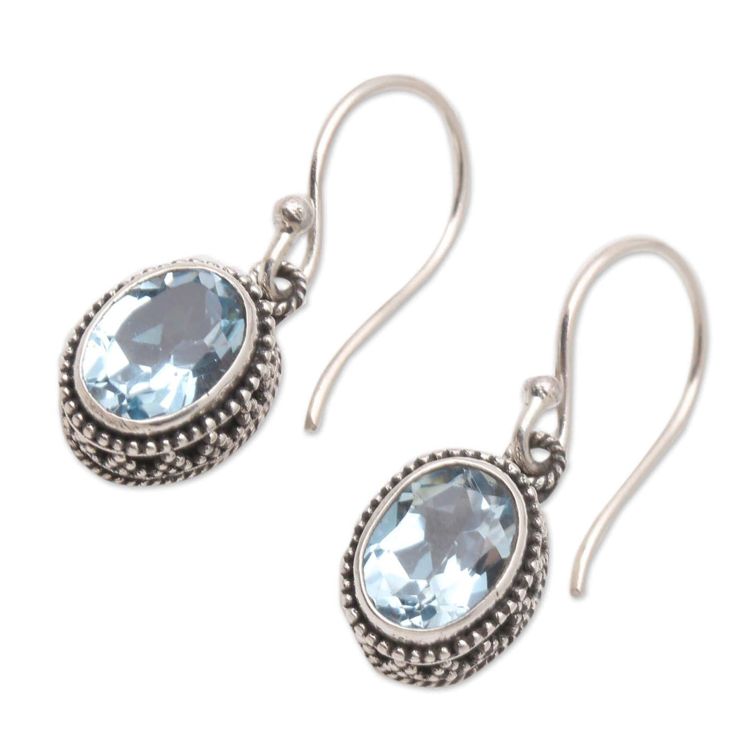 Sterling Silver and Blue Topaz Dangle Earrings - Soft Music in Blue