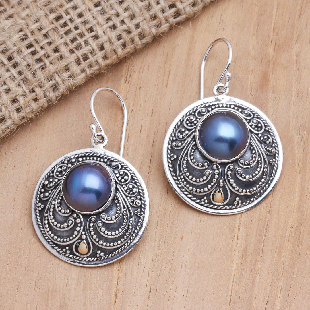 Gold-Accented Cultured Pearl Dangle Earrings - Night Guard