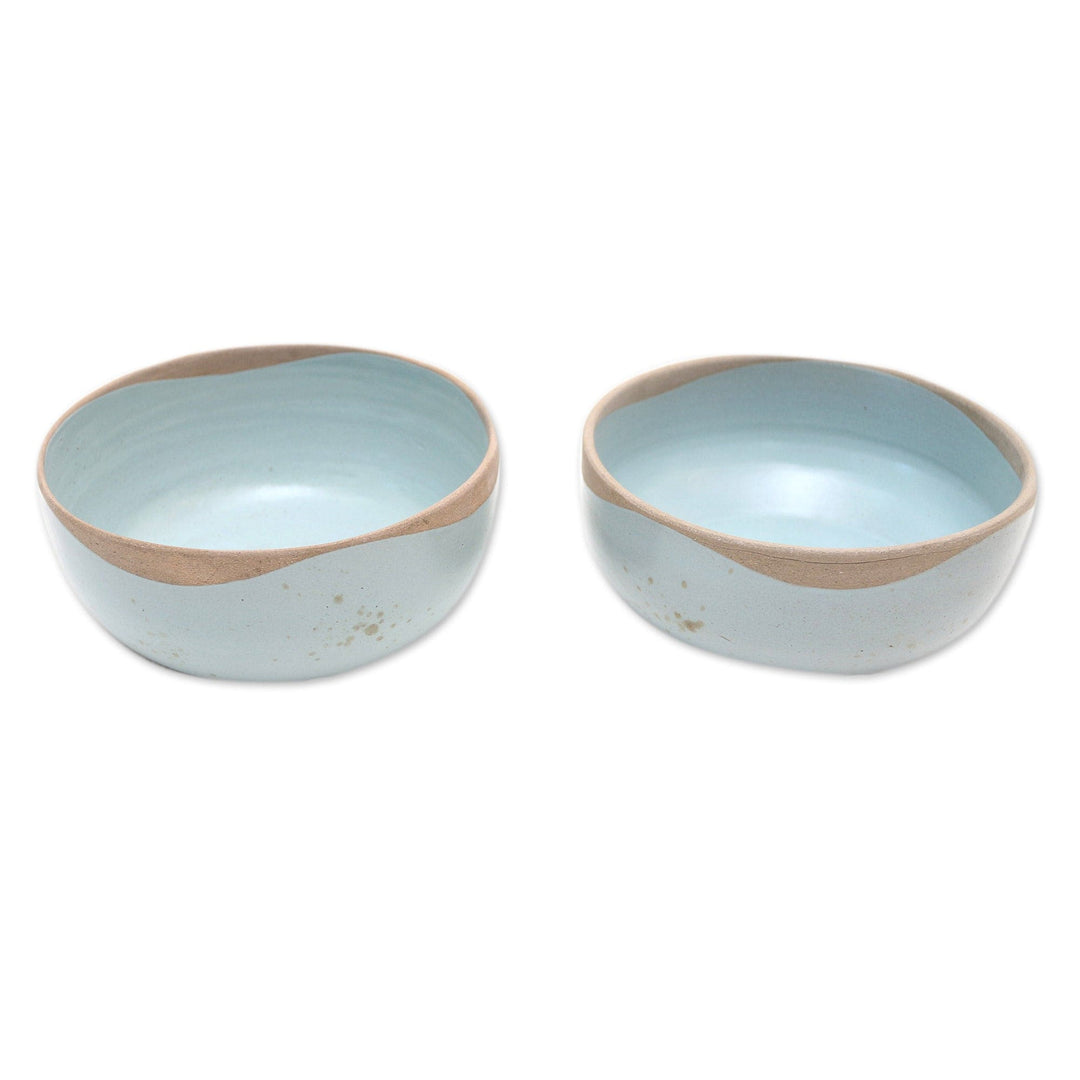 Rustic Ceramic Bowls (Pair) - Blue Bounty