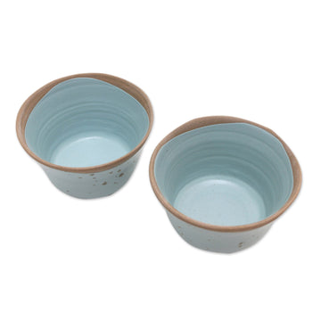 Dessert Bowls Handmade in Java (Pair) - Blue Bell