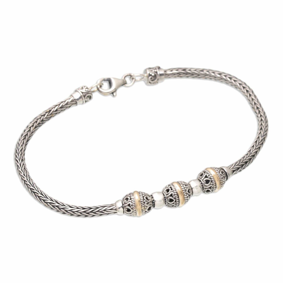 18k Gold-Accented Sterling Silver Pendant Bracelet - Cylindrical Charm