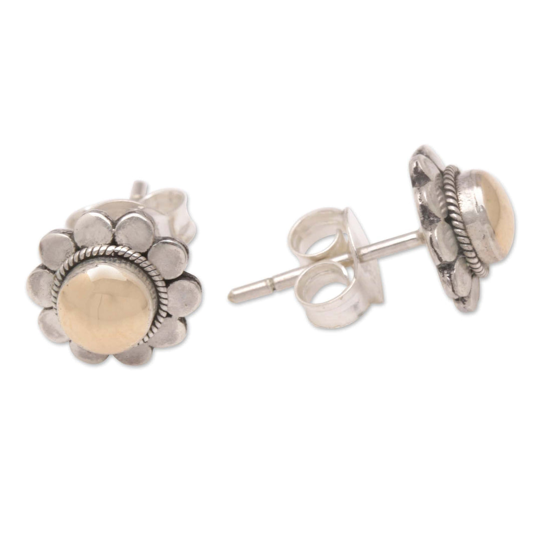18k Gold-Accented Sterling Silver Floral Stud Earrings - Divine Flora