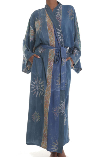 Women's Batik Robe - Midnight in Blue