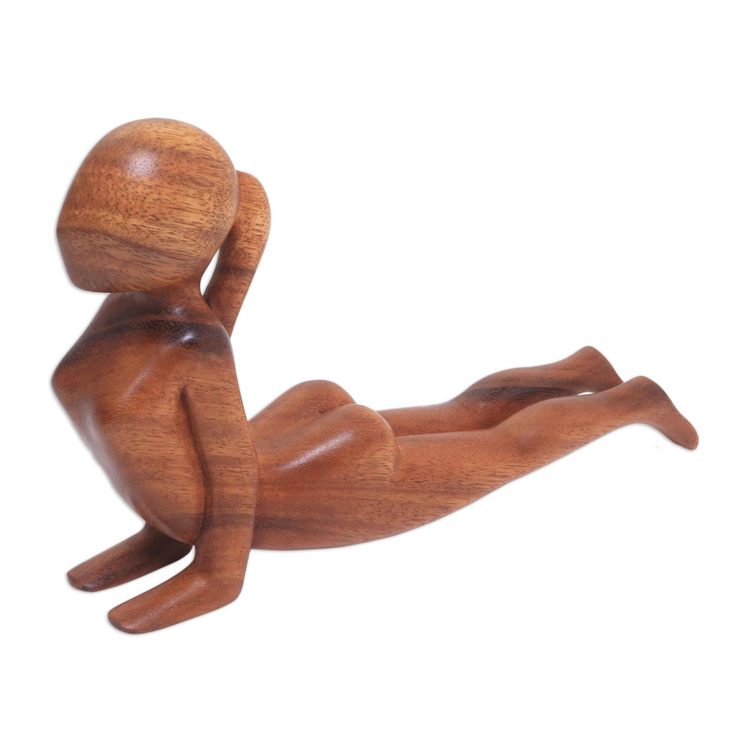 Suar Wood Statuette - Cobra Yoga Pose
