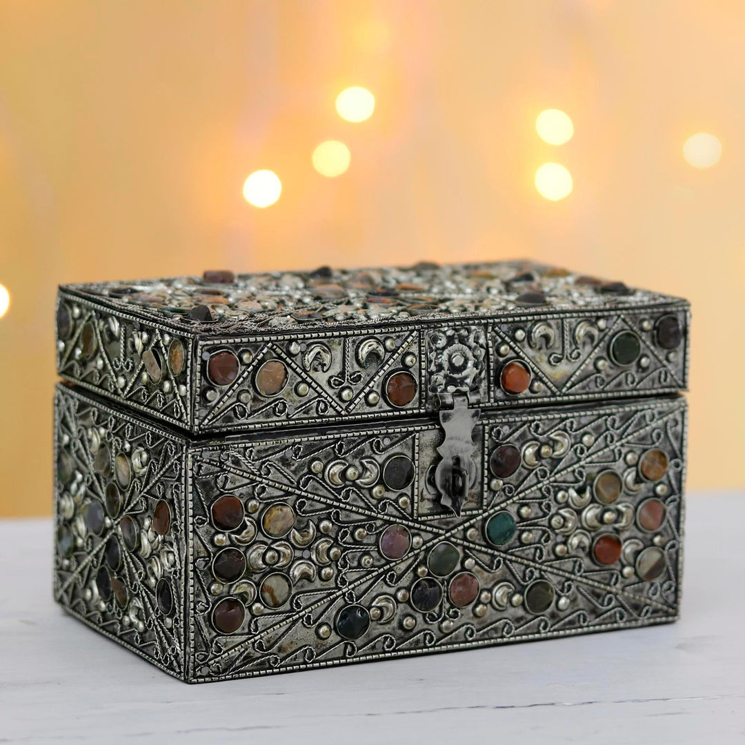 Repousse Brass Jewelry Box - Majestic View