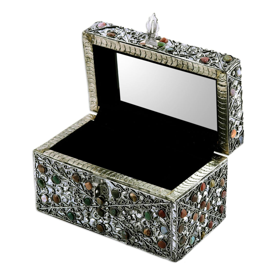 Repousse Brass Jewelry Box - Majestic View