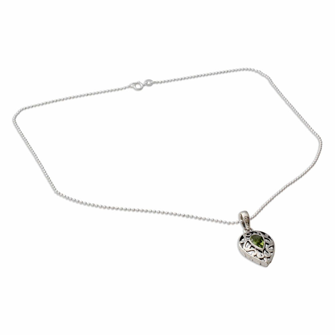 Sterling Silver with Peridot Necklace Birthstone Jewelry - Lime Lace