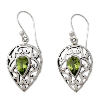 India Jewelry Earrings in Sterling Silver and Peridot  - Lime Lace