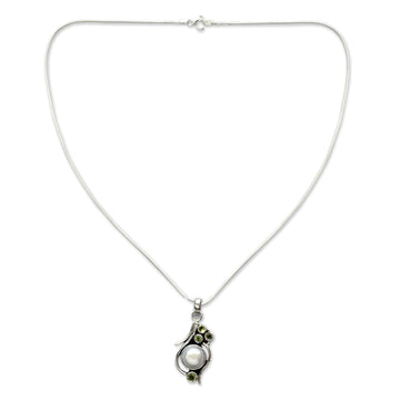 Cultured Pearl Peridot and Sterling Silver Necklace - Sweet Dreams