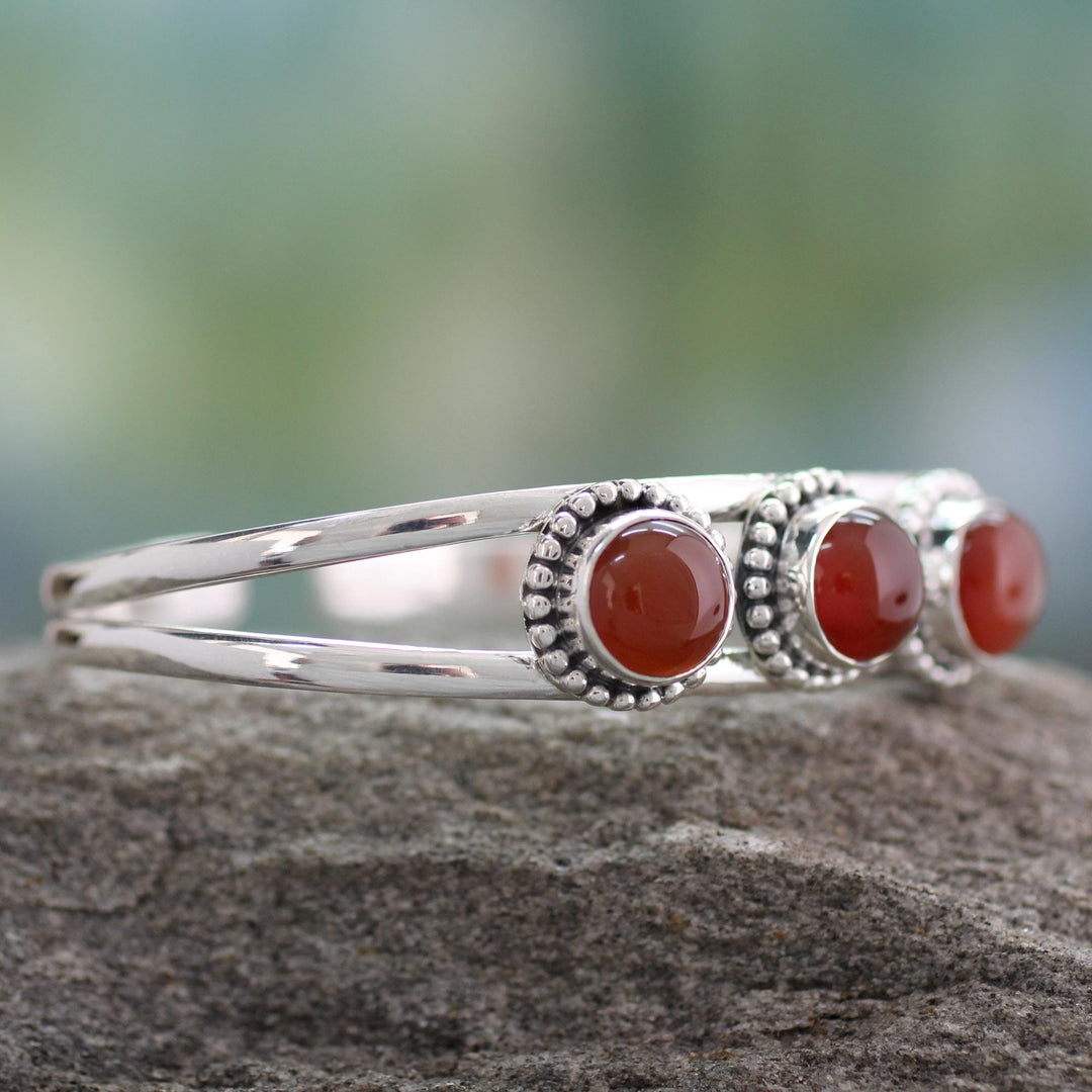 Sterling Silver and Carnelian Cuff Bracelet - Delightful