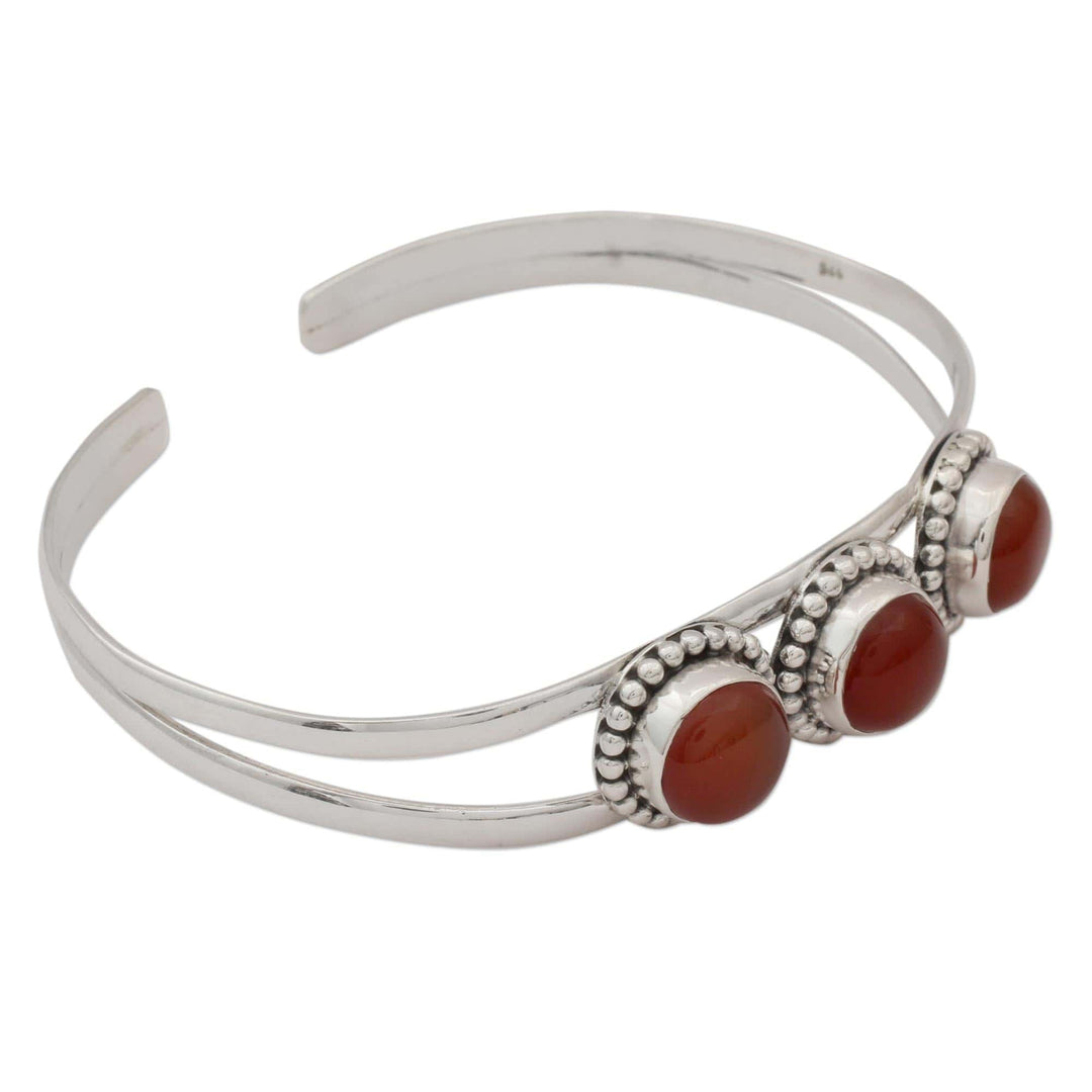 Sterling Silver and Carnelian Cuff Bracelet - Delightful