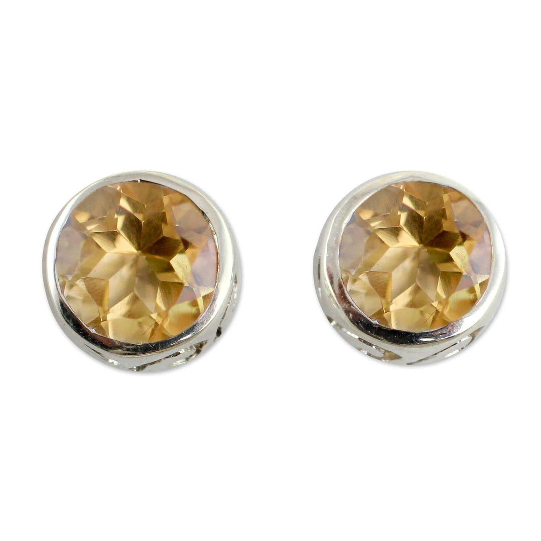 Citrine Stud Earrings Sterling Silver Jewelry - Spark of Life