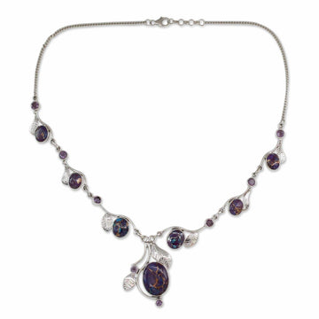 Purple Turquoise and Amethyst Handmade Necklace from India - Dew Blossom
