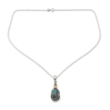 Sterling Silver Necklace with Citrine and Composite Turquoise - Eternal Allure