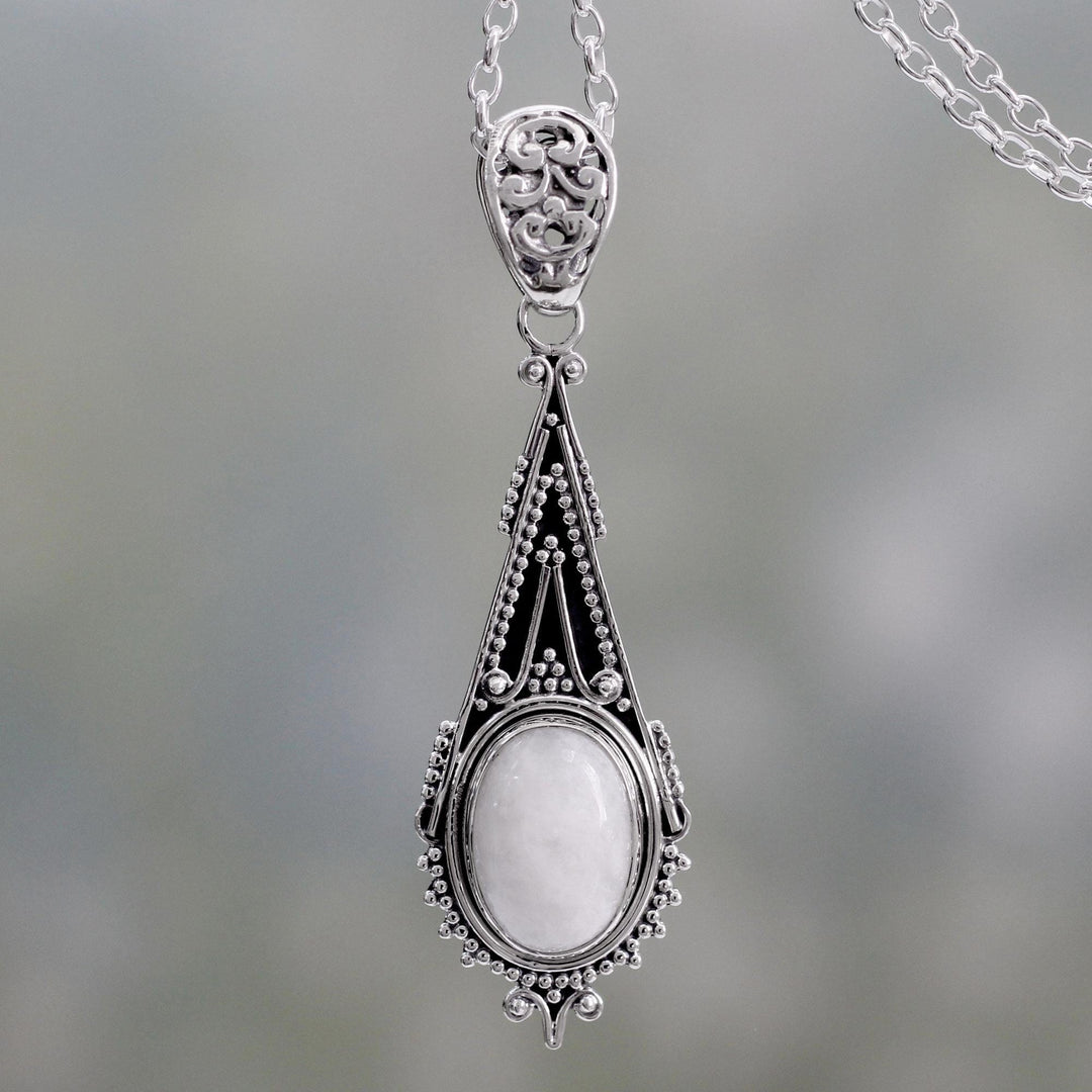 Handcrafted Moonstone Sterling Silver Necklace - Moonlight Radiance