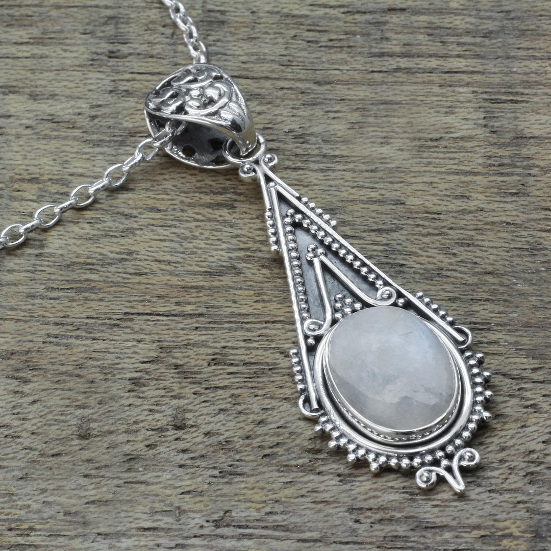 Handcrafted Moonstone Sterling Silver Necklace - Moonlight Radiance