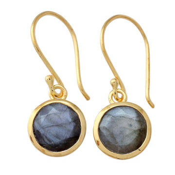 Gold Vermeil Hook Earrings with Labradorite - Elite Discretion
