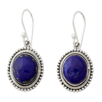 Lapis Lazuli on Artisan Crafted 925 Silver Hook Earrings - True Clarity