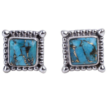 Composite Turquoise Stud Earrings - Magical Blue