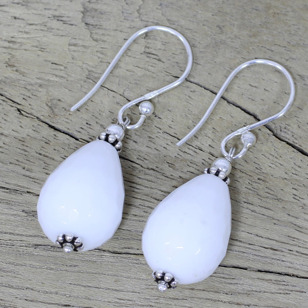 Sterling Silver and White Agate Dangle Earrings - Pure Wonder